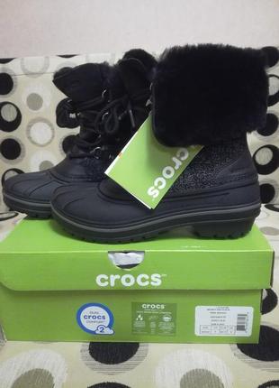 Зимові жіночі черевики чоботи crocs allcast ii luxe boot us6/eur36-37/23см3 фото