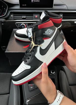 Мужские кроссовки nike air jordan  high black red white