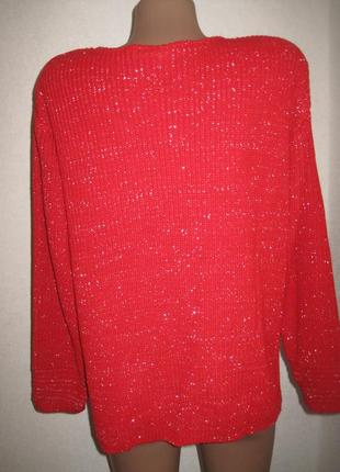 Красный свитер с люрексом крупная вязка англия р-рм3 фото