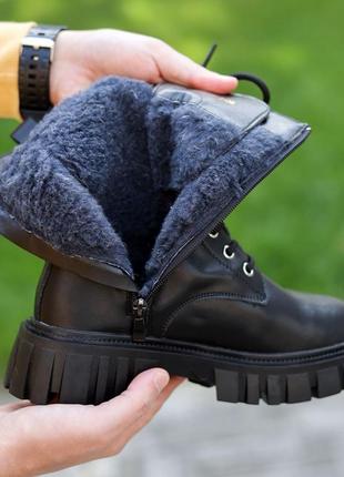 Теплые женские ботинки на зиму,берцы,берцы кожаные черные зимние (зима 2022-2023) для женщин,стильные,удобные,комфортные,стильные6 фото