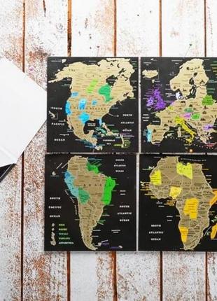 Набор скретч открытка карта мира в конверте