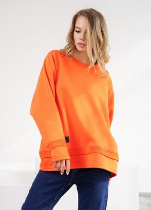 Помаранчева тепла толстовка із вставкою