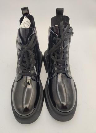 Шкіряні лакові жіночі челсі черевики демісезонні чорні 37 женские ботинки деми phany2 фото