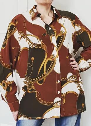 Класна стильна чудова яскрава вінтажна блузка блуза ретро вінтаж принт3 фото