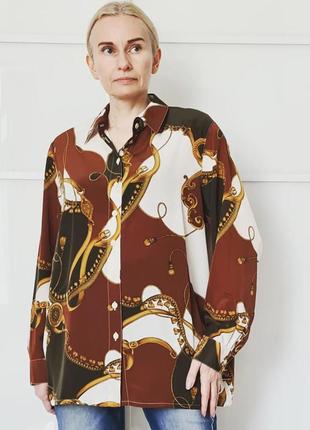 Класна стильна чудова яскрава вінтажна блузка блуза ретро вінтаж принт1 фото