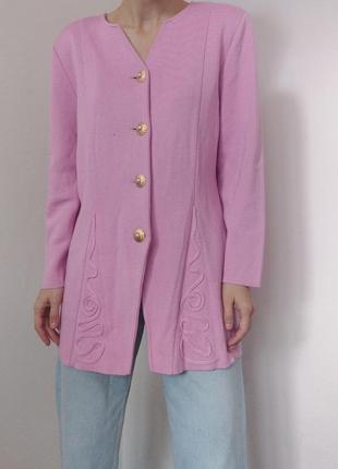 Вінтажний бавовняний кардиган cocoon австрія жакет трикотаж піджак розовий кардиган вінтаж блейзер светр на гудзиках пуловер джемпер розовий