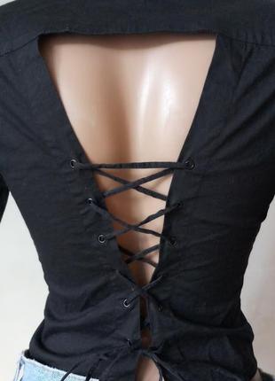 Сорочка блуза на шнурівці оголена спина3 фото