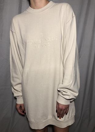 Итальянское винтажное женское свободное платье trussardi