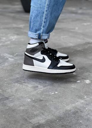 Чоловічі кросівки nike air jordan 1 retro black white brown / smb