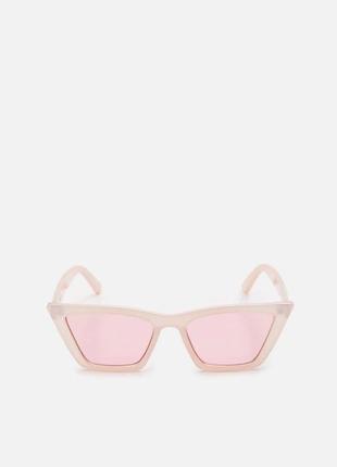 Окуляри жіночі рожеві пудрові для іміджу стильні оригінальні модні очки бежеві