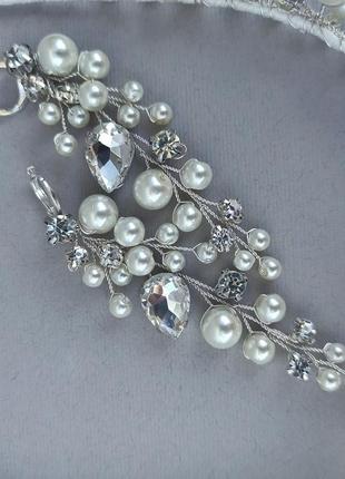 Набор оьрлок і сережки єкрю, молочного кольору прикраси весільні, для нареченої