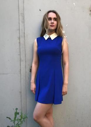 Платье синие с воротничком2 фото