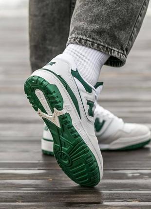 Мужские кожаные new balance 550 white green5 фото