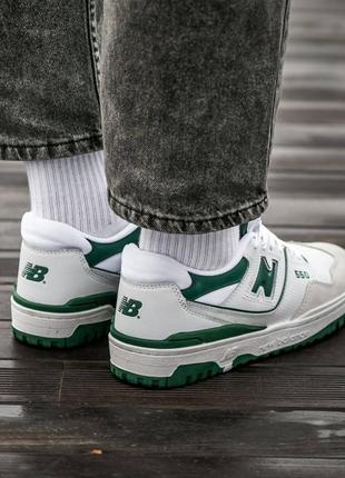 Мужские кожаные new balance 550 white green2 фото