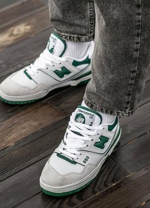 Мужские кожаные new balance 550 white green6 фото