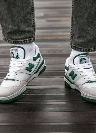 Мужские кожаные new balance 550 white green3 фото