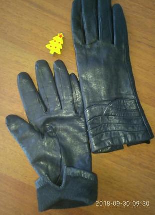 Кожаные натуральные перчатки на утеплителе3 фото