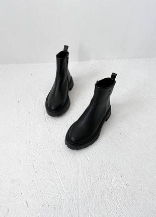 Кожаные ботинки челси на платформе массивные высокие трубы сапоги ботфорты зимние на байке zara4 фото