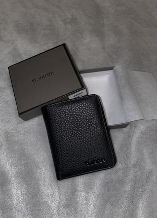Маленький черный кожанный кошелек мужской женский портмоне клатч1 фото
