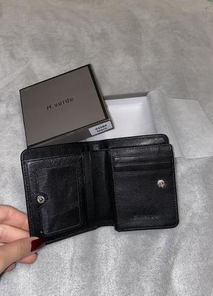 Маленький черный кожанный кошелек мужской женский портмоне клатч3 фото