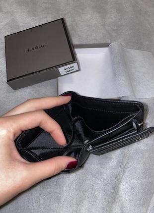 Маленький черный кожанный кошелек мужской женский портмоне клатч6 фото