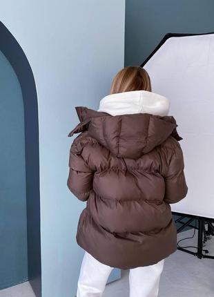 Зима!!! куртка пуховик пальто дутик пуффер зефирка короткая с капюшоном тёплый зима осень малина фуксия розовый яркий молоко айвори изумруд синий10 фото