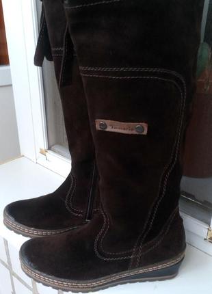 Брендові чоботи tamaris коричневі замшеві 37 розмір
