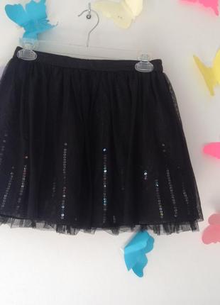 Классная черная юбка с пайетками1 фото