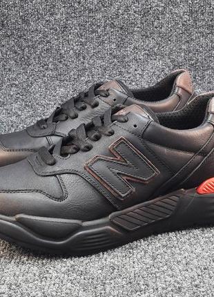 Кроссовки мужские  кожанные new balance черные (р.40,41,42,43,44,45)