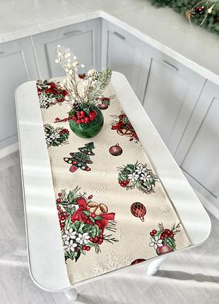 Наперон на стол новогодний, 45x140 см., гобелен