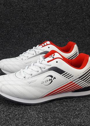 Кроссовки bona бело-красные унисекс 790a-2 (бона)(р.39,41)