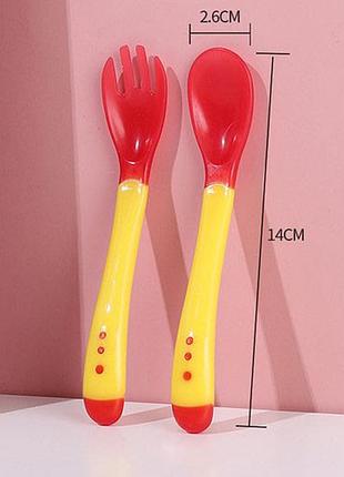 Приборы термочувствительные детские ложка и вилка голубые с синим prt0910
