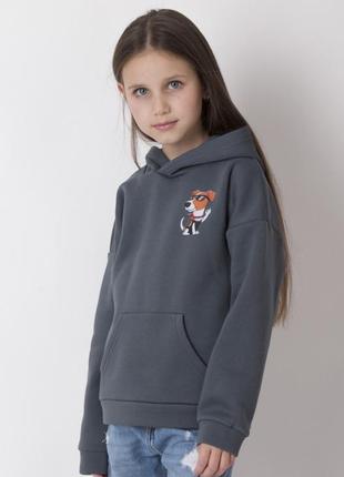 Худи флис для девочки mevis 4471 134 см темно-серый