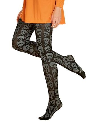 Колготки halloween m. 40 den крик капроновые колготы череп скелет карнавальный костюм хэлоуин хеллоуин хелоуин хеловин хэлловин lidl esmara conte