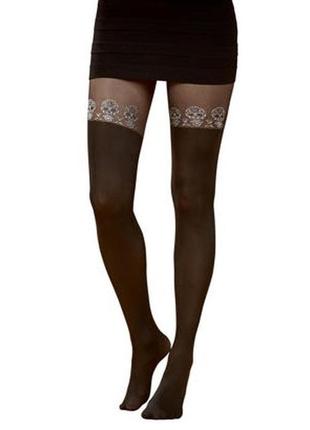 Колготки halloween s m . 50/20 den капроновые колготы череп скелет карнавальный костюм хэллоуин хеллоуин хелловин хеловин хэлловин lidl esmara conte