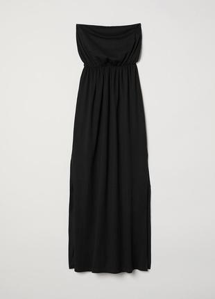 Сукня бандо чорного кольору, з розрізами вище колін від h&m // розмір: s-m
