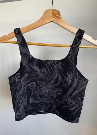 Черный спортивный топ мраморные разводы h&m sport2 фото