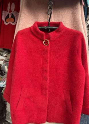Пальто альпака пудра та червоне відмінна якість туреччина 52-581 фото