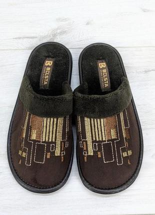 Тапочки для мальчика подростковые белста коричневые 1751