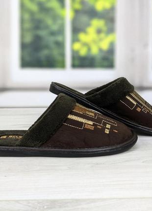 Тапочки для мальчика подростковые белста коричневые 1751