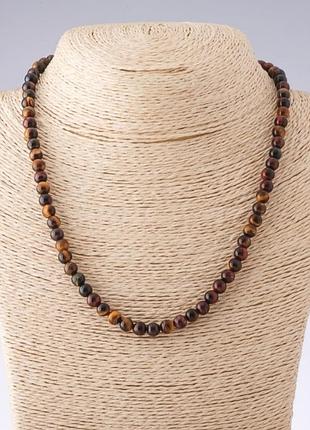 Намисто тигровий, бичачий, соколине око гладкий кулька d-6мм l-45см