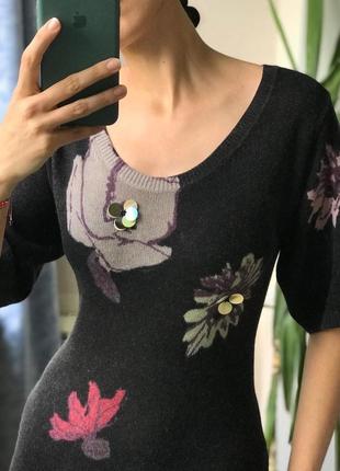 Трикотажное платье missoni шерсть ангора цветы декор
