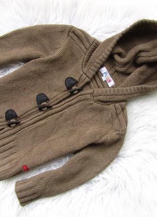 Теплая вязаная тепла в'язана кофта толстовка бомбер худи светр свитер с капюшоном petits