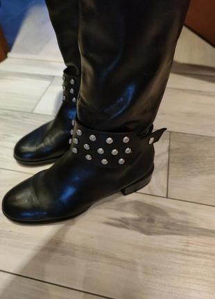 Чоботи  труби жіночі шкіряні zara