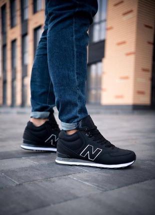 Зимові кросівки new balance 574 mid black (хутро)