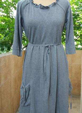 Платье серое трикотажное с декоративными карманами next