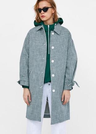 Zara тренч пальто в клетку кардиган плащ