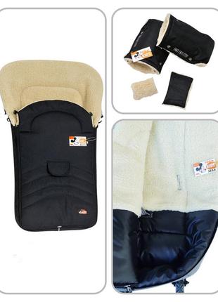 Комплект зимний конверт и муфты на натуральной овчине в коляску, санки for kids maxi размер до 4 лет