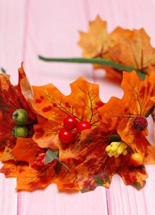 Обруч ободок осінній з листям та ягодами4 фото