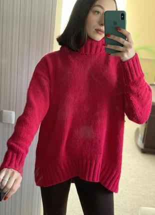 Светр плюшевий велюровий оверсайз широкий свитер плюшевый с горловиной розовый2 фото